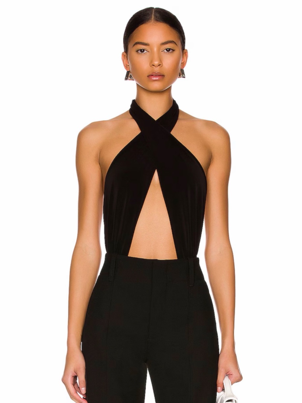 Norma Kamali Black Halter Cutout Camisole